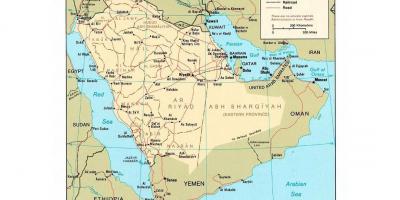 Саудаўская Аравія карта з буйнымі гарадамі