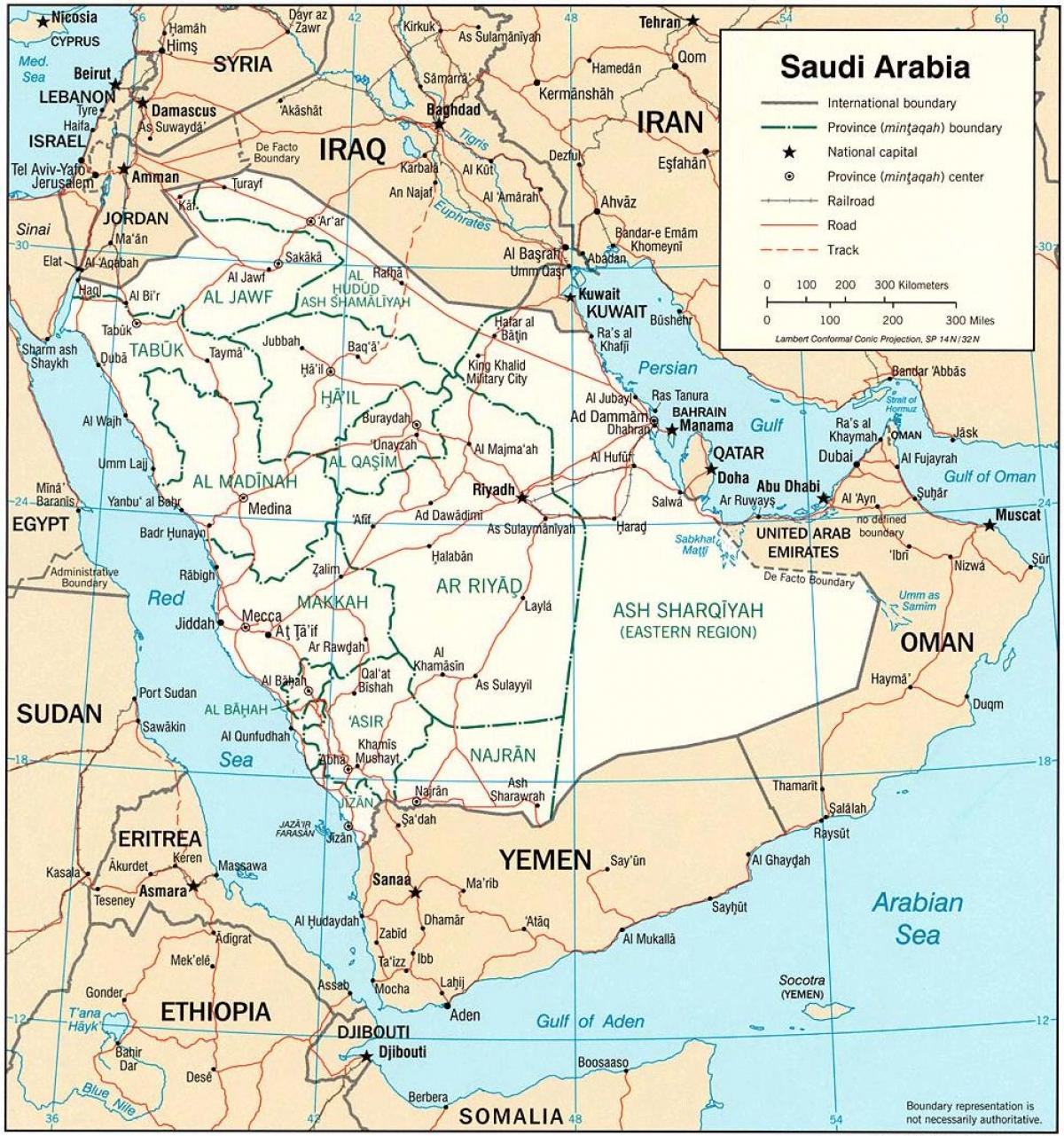 Карта Саудаўскай Аравіі палітычных