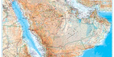 Карта Саудаўскай Аравіі тапаграфічная