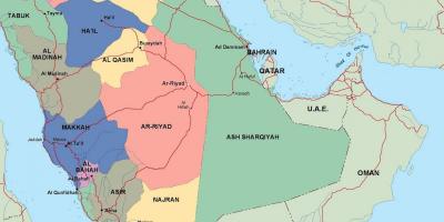 Карта гарадах Саудаўскай Аравіі